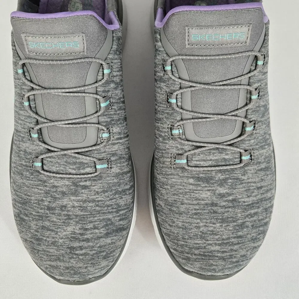 Skechers Summits Slip-Ins Memory Foam Athletic Sneakers Gray/Mint Women's 7 WIDE
